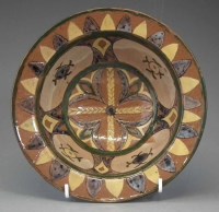 Lot 157 - Della Robbia bowl   with incised formal flower