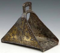 Lot 191 - Ottoman iron stirrup inlaid with gold.