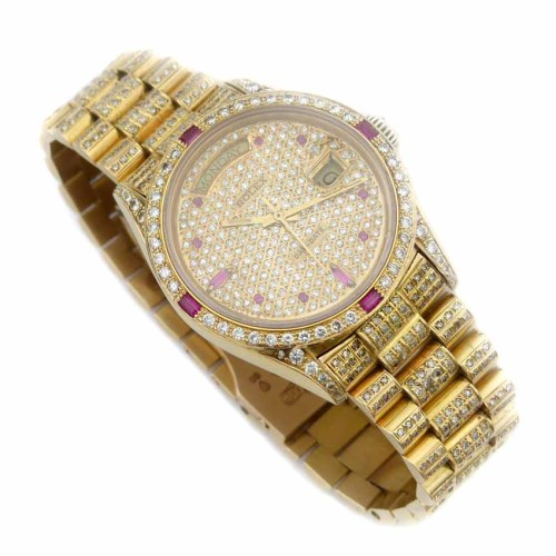 Lot 293 - Rolex 750 gold date-just wristwatch set with