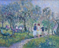 Lot 304 - Geoffrey Chatten, Grantchester Orchard, oil.