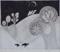 Lot 378 - Kathleen Major, Flight into Egypt, pencil and ink.
