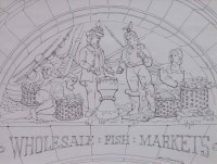 Lot 382 - Albin Trowski, Manchester views, ink drawings (4).