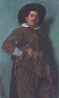 Lot 397 - English School, 19th century, Standing cavalier, oil.