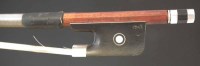 Lot 43 - Cello bow by Mathias Thoma silver mounted.