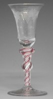 Lot 90 - Wine glass, colour twist, engraved bowl.