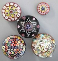 Lot 101 - Five Millefiori paperweights