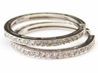 Lot 237 - Pair of diamond hoop earrings, half channel set