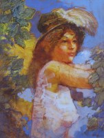 Lot 289 - Bohuslav Barlow, Spanish Eyes, oil on board.