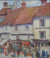 Lot 290 - P. Fisher, Shops at Cranbrook, Kent, oil.