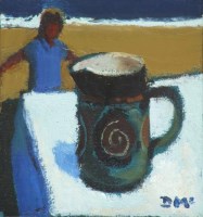 Lot 292 - Donald McIntyre, Girl and Jug, oil.