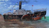 Lot 294 - Francis Wainwright, The grounded paddle steamer Umberto, acrylic.