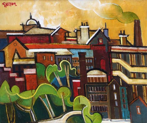 Lot 322 - Geoffrey Key, Trees & Windows, oil.