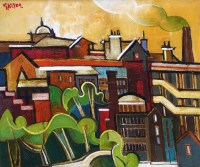 Lot 322 - Geoffrey Key, Trees & Windows, oil.