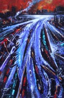 Lot 331 - David Wilde, Salford Docks by night, acrylic.