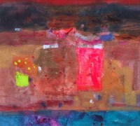 Lot 358 - Caroline Bailey, Fields above Uig, mixed media.