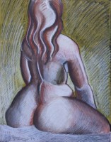 Lot 364 - Geoffrey Key, Seated nude, mixed media.