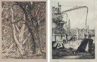 Lot 416 - Noel Spencer, Banner Cross Woods and Bankside, signed etchings (2).