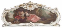 Lot 423 - A French overdoor in Louis XV style with a Watteauesque romantic woodland encounter.