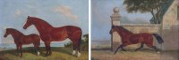Lot 438 - J. Harrison 19th century, A mare and foal in a coastal landscape and another, oil (2).