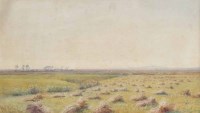 Lot 452 - Albert Hartland, Harvesting scene, watercolour.