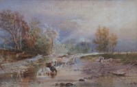 Lot 455 - Edward Tucker, Hauling timber, watercolour.