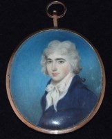 Lot 483 - English School, early 19th century,   Portrait of a gentleman, miniature.