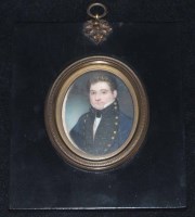 Lot 485 - Circle of Charles William Ross, A portrait of Captain Marryatt, miniature.