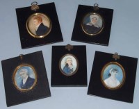Lot 488 - English School, early 19th century,   Five portrait miniatures (5).