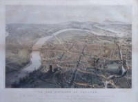 Lot 498 - Aerial view of Chester by John McGahey, 1855, colour lithograph.
