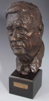 Lot 500 - Samuel Tonkiss, Portrait bust of L.S. Lowry, bronze.