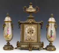 Lot 505 - 19th century French three-piece clock garniture