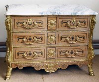 Lot 517 - Marble topped and gilt metal chest of drawers.