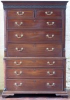 Lot 524 - George III mahogany chest on chest.