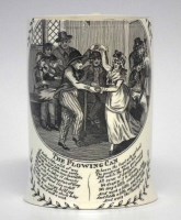 Lot 102 - Liverpool Creamware tankard circa 1780 printed