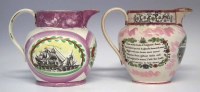 Lot 132 - Two Sunderland Lustre jugs,   one printed in