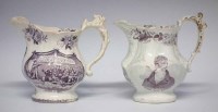 Lot 133 - Two Staffordshire Reform jugs circa 1832  one