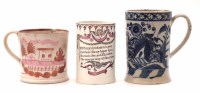 Lot 136 - Staffordshire mug printed with religious verse, a