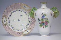 Lot 152 - Herend vase and dish,   decorated with flora, the