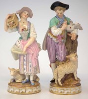 Lot 159 - Pair Dresden figures of a young man and woman.