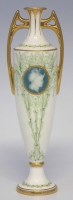 Lot 182 - Minton Vase with pate sur pate plaque