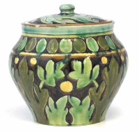 Lot 203 - Della Robbia lidded jar  incised by Charles