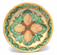 Lot 216 - Della Robbia footed bowl,  incised and painted by