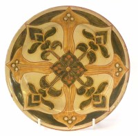 Lot 219 - Della Robbia plate   incised and painted with a