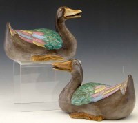 Lot 309 - Pair of Chinese Famille Rose Mallard ducks.