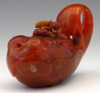 Lot 315 - Chinese carved agate tea pot.