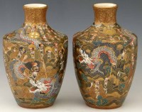 Lot 380 - Pair of Satsuma Shouldered Vases of Immortals and