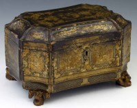 Lot 389 - Chinese Papiermache Tea Caddy