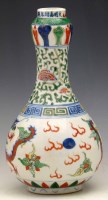 Lot 390 - Chinese wucai bottle vase, 18th century