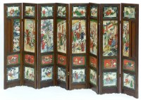 Lot 405 - Eight panel painted soap stone screen.