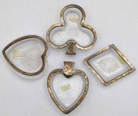 Lot 414 - Four silver rimmed glass ashtrays in the form of